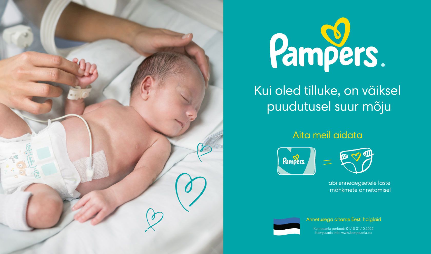 Aita Eesti enneaegseid lapsi, ostes Pampers mähkmeid!